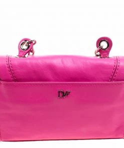 Diane Von Furstenberg Pink Leather Mini Harper Crossbody Bag For Women -Diane Von Furstenberg shop luxury women diane von furstenberg used handbags p119817 004
