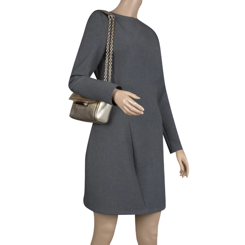 Diane Von Furstenberg Metallic Gold Lizard Embossed Leather 440 Mini Shoulder Bag For Women 2 Diane Von Furstenberg Metallic Gold Lizard Embossed Leather 440 Mini Shoulder Bag For Women - Image 2