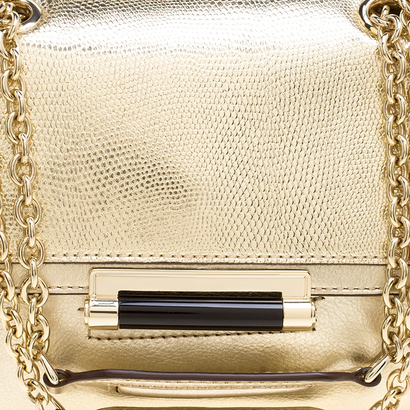 Diane Von Furstenberg Metallic Gold Lizard Embossed Leather 440 Mini Shoulder Bag For Women 5 Diane Von Furstenberg Metallic Gold Lizard Embossed Leather 440 Mini Shoulder Bag For Women - Image 5