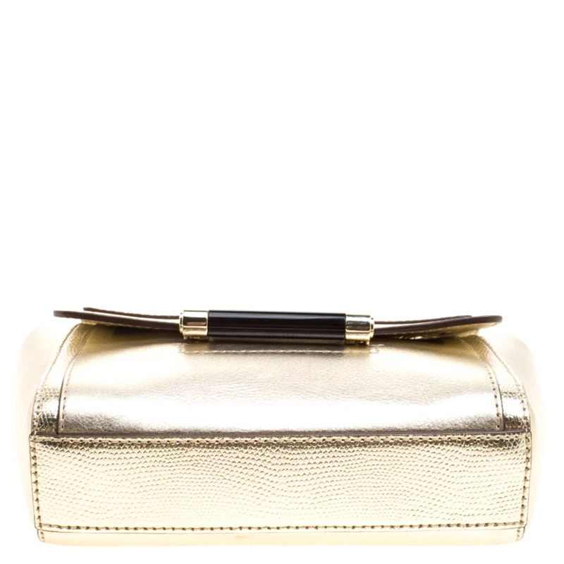 Diane Von Furstenberg Metallic Gold Lizard Embossed Leather 440 Mini Shoulder Bag For Women 6 Diane Von Furstenberg Metallic Gold Lizard Embossed Leather 440 Mini Shoulder Bag For Women - Image 6