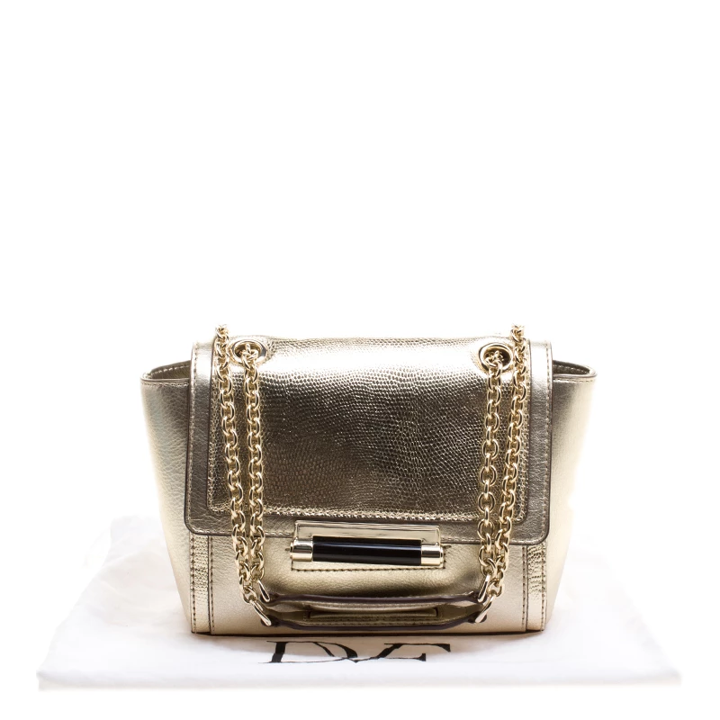 Diane Von Furstenberg Metallic Gold Lizard Embossed Leather 440 Mini Shoulder Bag For Women 9 Diane Von Furstenberg Metallic Gold Lizard Embossed Leather 440 Mini Shoulder Bag For Women - Image 9