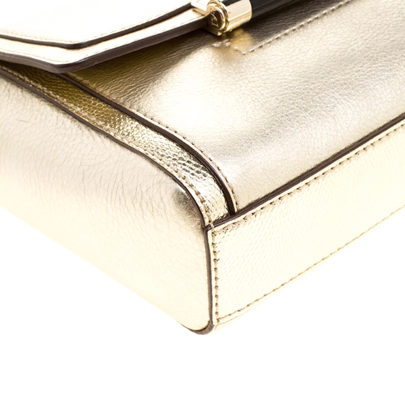 Diane Von Furstenberg Metallic Gold Lizard Embossed Leather 440 Mini Shoulder Bag For Women 10 Diane Von Furstenberg Metallic Gold Lizard Embossed Leather 440 Mini Shoulder Bag For Women - Image 10