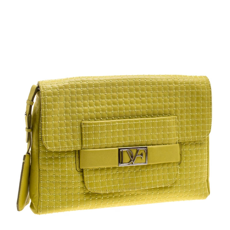 Diane Von Furstenberg Yellow Leather Mimosa Clutch For Women 3 Diane Von Furstenberg Yellow Leather Mimosa Clutch For Women - Image 3
