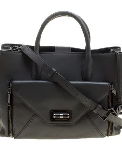 Diane Von Furstenberg Grey Leather Large 440 Gallery Secret Envelope Tote For Women
