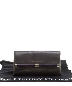 Diane Von Furstenberg Grey Lizard Embossed Leather Envelope Clutch For Women -Diane Von Furstenberg shop luxury women diane von furstenberg used handbags p142800 0010