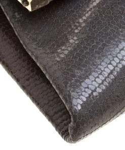 Diane Von Furstenberg Grey Lizard Embossed Leather Envelope Clutch For Women -Diane Von Furstenberg shop luxury women diane von furstenberg used handbags p142800 0011