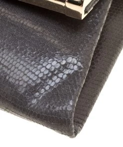 Diane Von Furstenberg Grey Lizard Embossed Leather Envelope Clutch For Women -Diane Von Furstenberg shop luxury women diane von furstenberg used handbags p142800 0012