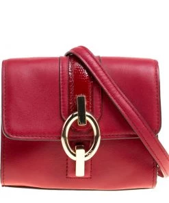 Diane Von Furstenberg Red Leather Micro Mini Sutra Shoulder Bag For Women