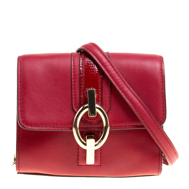 Diane Von Furstenberg Red Leather Micro Mini Sutra Shoulder Bag For Women 1 Diane Von Furstenberg Red Leather Micro Mini Sutra Shoulder Bag For Women