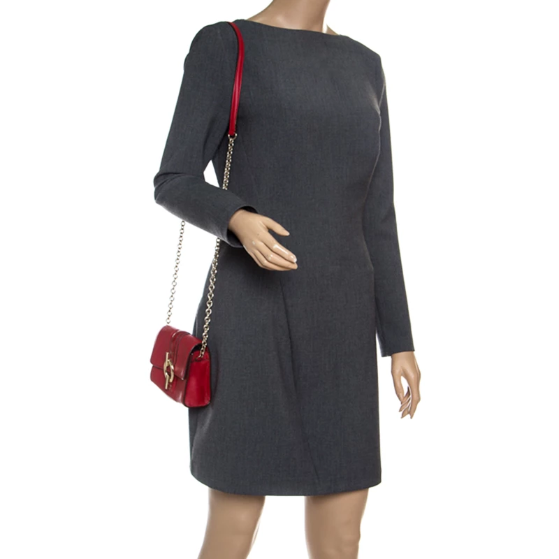 Diane Von Furstenberg Red Leather Micro Mini Sutra Shoulder Bag For Women 2 Diane Von Furstenberg Red Leather Micro Mini Sutra Shoulder Bag For Women - Image 2