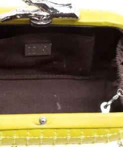 Diane Von Furstenberg Yellow Quilted Leather Lytton Minaudiere Clutch For Women -Diane Von Furstenberg shop luxury women diane von furstenberg used handbags p163321 003