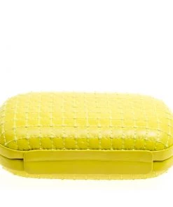 Diane Von Furstenberg Yellow Quilted Leather Lytton Minaudiere Clutch For Women -Diane Von Furstenberg shop luxury women diane von furstenberg used handbags p163321 006
