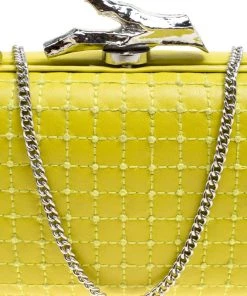 Diane Von Furstenberg Yellow Quilted Leather Lytton Minaudiere Clutch For Women -Diane Von Furstenberg shop luxury women diane von furstenberg used handbags p163321 009