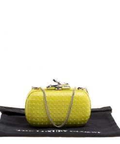 Diane Von Furstenberg Yellow Quilted Leather Lytton Minaudiere Clutch For Women -Diane Von Furstenberg shop luxury women diane von furstenberg used handbags p163321 011