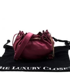 Diane Von Furstenberg Cerise Satin Mini Love Power Drawstring Bucket Bag For Women -Diane Von Furstenberg shop luxury women diane von furstenberg used handbags p177965 003