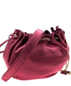 Diane Von Furstenberg Cerise Satin Mini Love Power Drawstring Bucket Bag For Women -Diane Von Furstenberg shop luxury women diane von furstenberg used handbags p177965 005
