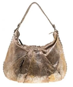 Diane Von Furstenberg Beige/Metallic Silver Suede Python Hobo For Women