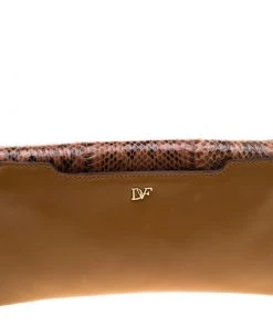 Diane Von Furstenberg Python And Leather 440 Envelope Clutch For Women -Diane Von Furstenberg shop luxury women diane von furstenberg used handbags p183597 008