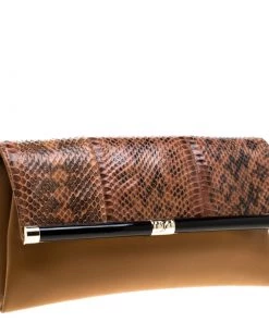 Diane Von Furstenberg Python And Leather 440 Envelope Clutch For Women -Diane Von Furstenberg shop luxury women diane von furstenberg used handbags p183597 009