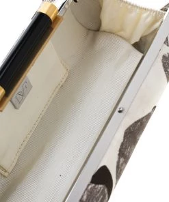 Diane Von Furstenberg White/Brown Sequined Print Tonda Clutch For Women -Diane Von Furstenberg shop luxury women diane von furstenberg used handbags p197679 006