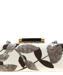 Diane Von Furstenberg White/Brown Sequined Print Tonda Clutch For Women -Diane Von Furstenberg shop luxury women diane von furstenberg used handbags p197679 008