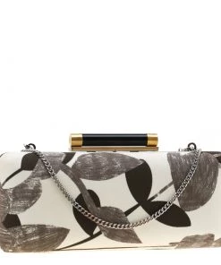 Diane Von Furstenberg White/Brown Sequined Print Tonda Clutch For Women -Diane Von Furstenberg shop luxury women diane von furstenberg used handbags p197679 009