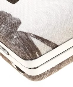 Diane Von Furstenberg White/Brown Sequined Print Tonda Clutch For Women -Diane Von Furstenberg shop luxury women diane von furstenberg used handbags p197679 012