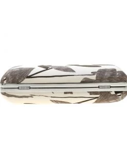 Diane Von Furstenberg White/Brown Sequined Print Tonda Clutch For Women -Diane Von Furstenberg shop luxury women diane von furstenberg used handbags p197679 014