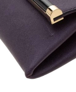 Diane Von Furstenberg Purple Leather 440 Envelope Clutch For Women -Diane Von Furstenberg shop luxury women diane von furstenberg used handbags p211083 011