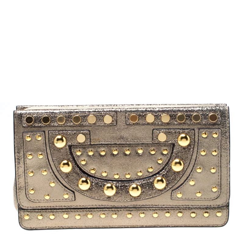 Diane Von Furstenberg Metallic Studded Leather Hayworth Clutch For Women 4 Diane Von Furstenberg Metallic Studded Leather Hayworth Clutch For Women - Image 4