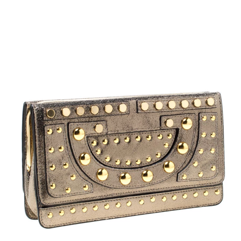 Diane Von Furstenberg Metallic Studded Leather Hayworth Clutch For Women 3 Diane Von Furstenberg Metallic Studded Leather Hayworth Clutch For Women - Image 3