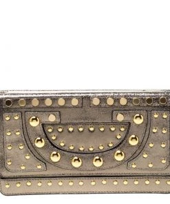 Diane Von Furstenberg Metallic Studded Leather Hayworth Clutch For Women