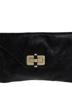 Diane Von Furstenberg Black Leather 440 Gallery Uptown Clutch For Women