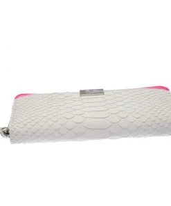 Diane Von Furstenberg White Python Embossed Leather Zip Around Wallet For Women -Diane Von Furstenberg shop luxury women diane von furstenberg used handbags p255121 005