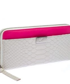 Diane Von Furstenberg White Python Embossed Leather Zip Around Wallet For Women -Diane Von Furstenberg shop luxury women diane von furstenberg used handbags p255121 006