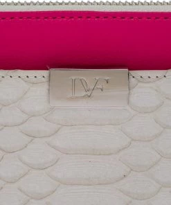Diane Von Furstenberg White Python Embossed Leather Zip Around Wallet For Women -Diane Von Furstenberg shop luxury women diane von furstenberg used handbags p255121 009