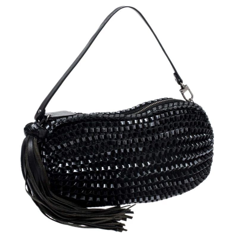 Diane Von Furstenberg Metallic Black Chainlink Leather Stephanie Shoulder Bag For Women 3 Diane Von Furstenberg Metallic Black Chainlink Leather Stephanie Shoulder Bag For Women - Image 3