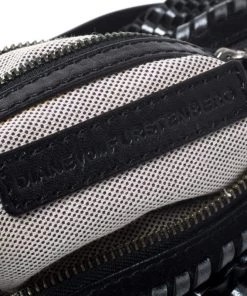 Diane Von Furstenberg Metallic Black Chainlink Leather Stephanie Shoulder Bag For Women 18 Diane Von Furstenberg Metallic Black Chainlink Leather Stephanie Shoulder Bag For Women -Diane Von Furstenberg shop luxury women diane von furstenberg used handbags p257833 011