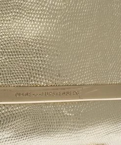 Diane Von Furstenberg Metallic Gold Lizrad Embossed Leather Chain Clutch For Women -Diane Von Furstenberg shop luxury women diane von furstenberg used handbags p280776 007