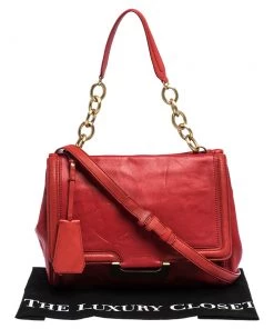 Diane Von Furstenberg Red Leather New Harper Satchel For Women -Diane Von Furstenberg shop luxury women diane von furstenberg used handbags p287477 006
