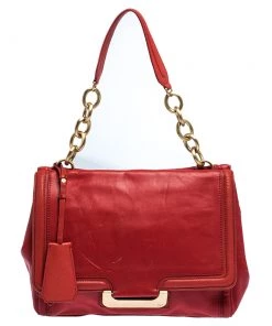 Diane Von Furstenberg Red Leather New Harper Satchel For Women