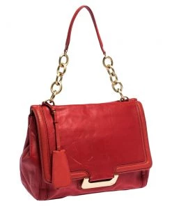 Diane Von Furstenberg Red Leather New Harper Satchel For Women -Diane Von Furstenberg shop luxury women diane von furstenberg used handbags p287477 008