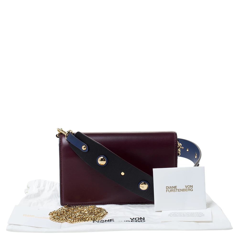 Diane Von Furstenberg Burgundy Leather Flap Shoulder Bag For Women 9 Diane Von Furstenberg Burgundy Leather Flap Shoulder Bag For Women - Image 9