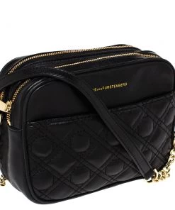 Diane Von Furstenberg Black Leather Crossbody Bag For Women -Diane Von Furstenberg shop luxury women diane von furstenberg used handbags p302026 001