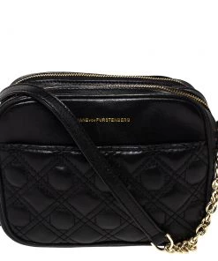 Diane Von Furstenberg Black Leather Crossbody Bag For Women