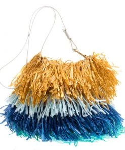 Diane Von Furstenberg Multicolor Raffia And Leather Fringe Shoulder Bag For Women