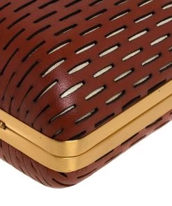 Diane Von Furstenberg Copper Brown Perforated Leather Long Lytton Clutch For Women 20 Diane Von Furstenberg Copper Brown Perforated Leather Long Lytton Clutch For Women -Diane Von Furstenberg shop luxury women diane von furstenberg used handbags p330201 010