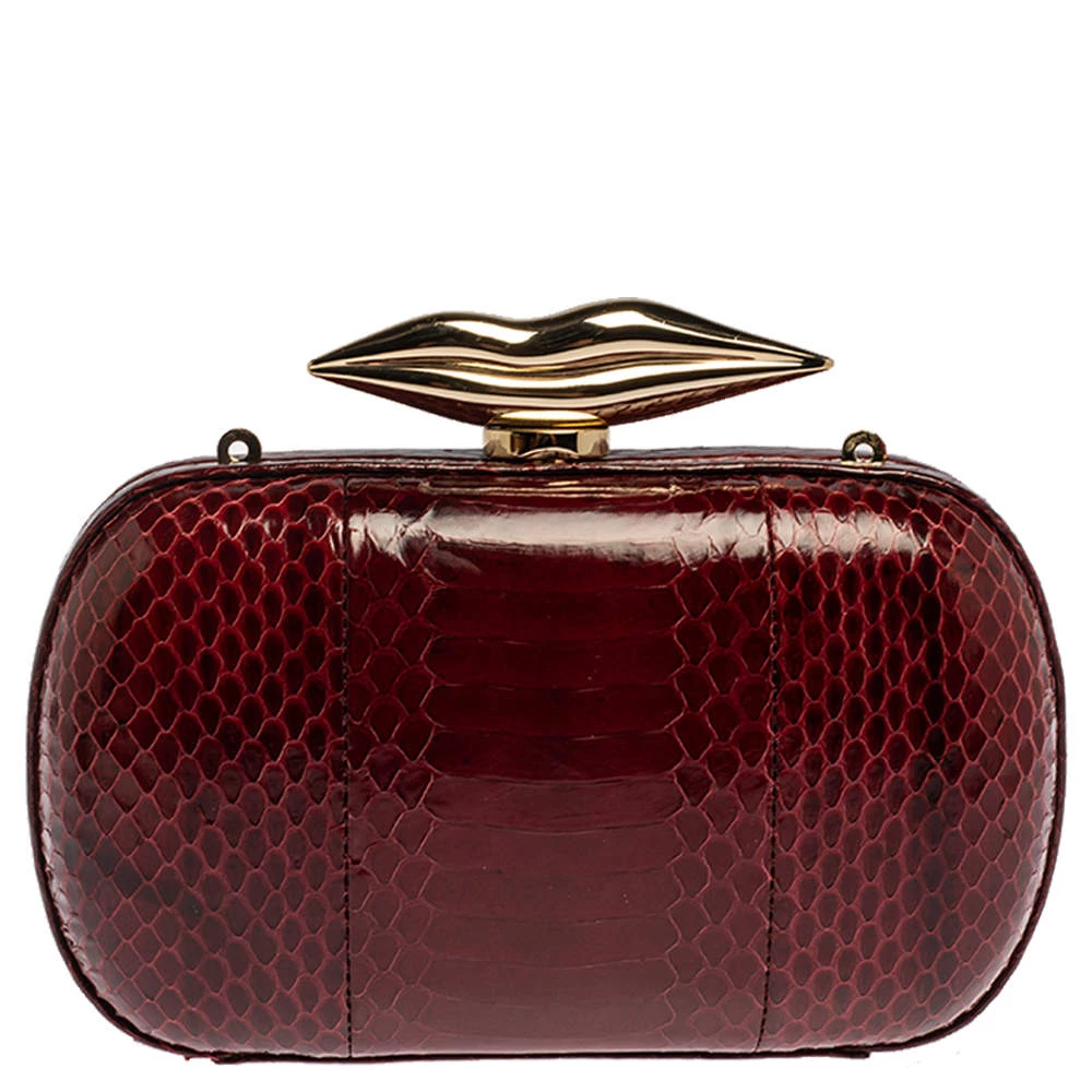 Diane Von Furstenberg Red Python Flirty Minaudiere Clutch For Women 1 Diane Von Furstenberg Red Python Flirty Minaudiere Clutch For Women