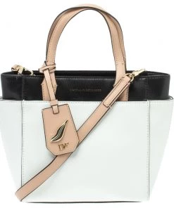 Diane Von Furstenberg White/Black Leather On The Go Tote For Women