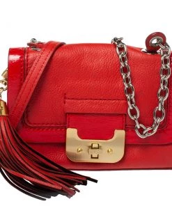 Diane Von Furstenberg Red Leather Mini Harper Shoulder Bag For Women